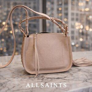 NEW! ALLSAINTS Mori Leather Crossbody Bag - Pink In Nude Pink